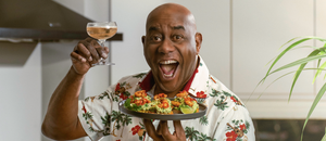 Ainsley's Duppy Jerk Prawn Tostones